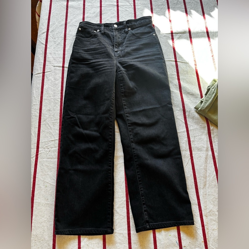 Madewell Women's Black Slim Wide-Leg Cropped jeans